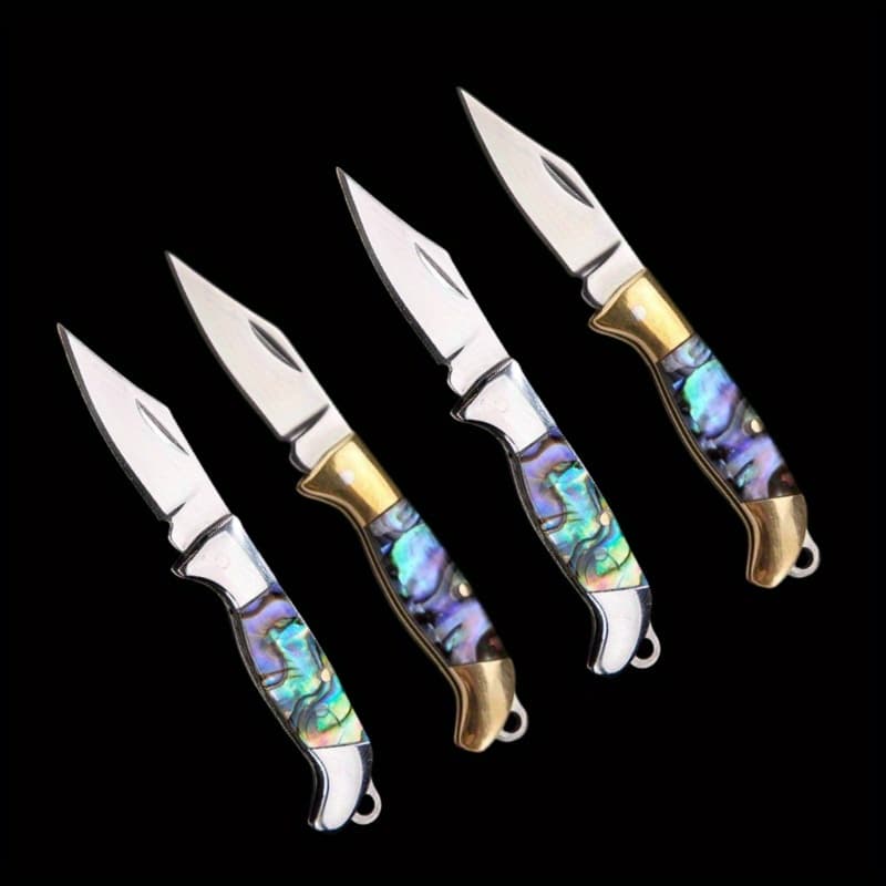 TEMU 4pcs Mini Knife Set - High Hardness, With Sheath And Brass Handle, Ideal For Outdoor Camping And Bbq, Practical Tool, Perfect Gift For Men