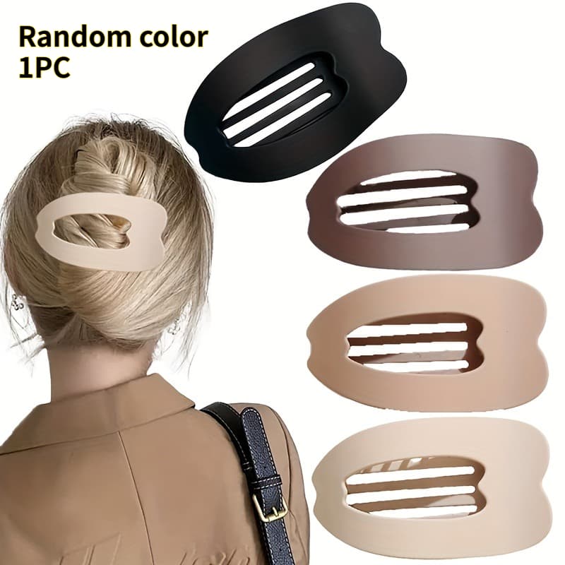 TEMU 2d Flat - Random Color 1pc Women's Flat Hair Clips, Matte Flat Claw Clips, Strong Styling Large Hair Clips, No Sliding Hair Claw Hair Additions, Hair Clips For Women