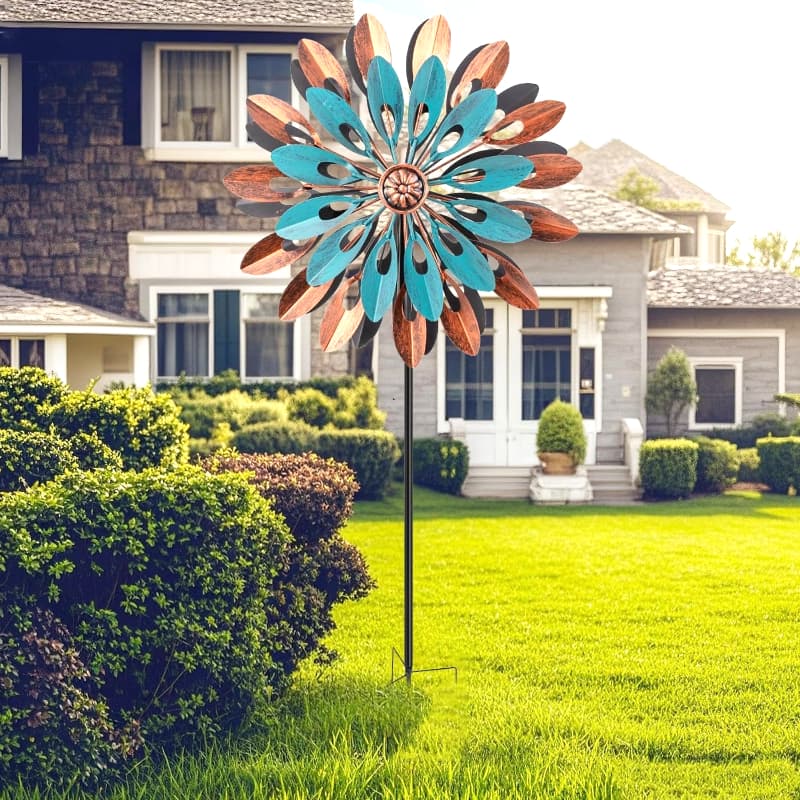 TEMU 360° Outdoor Metal Wind Spinners, Metal & Sculptures 65.7 Inch, Garden Spinner Windmills For Yard Decor Gifts