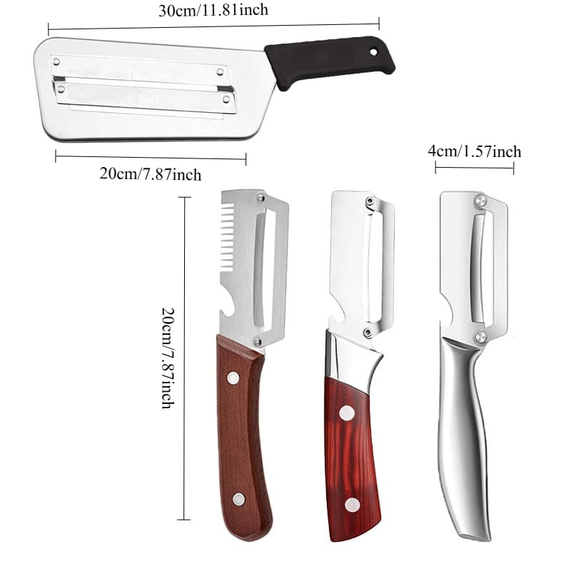 TEMU 4pcs Stainless Steel Paring Knife, Solid Wood Handle, Sugarcane Cutting Fruit And Vegetable Multi-functional Peeler