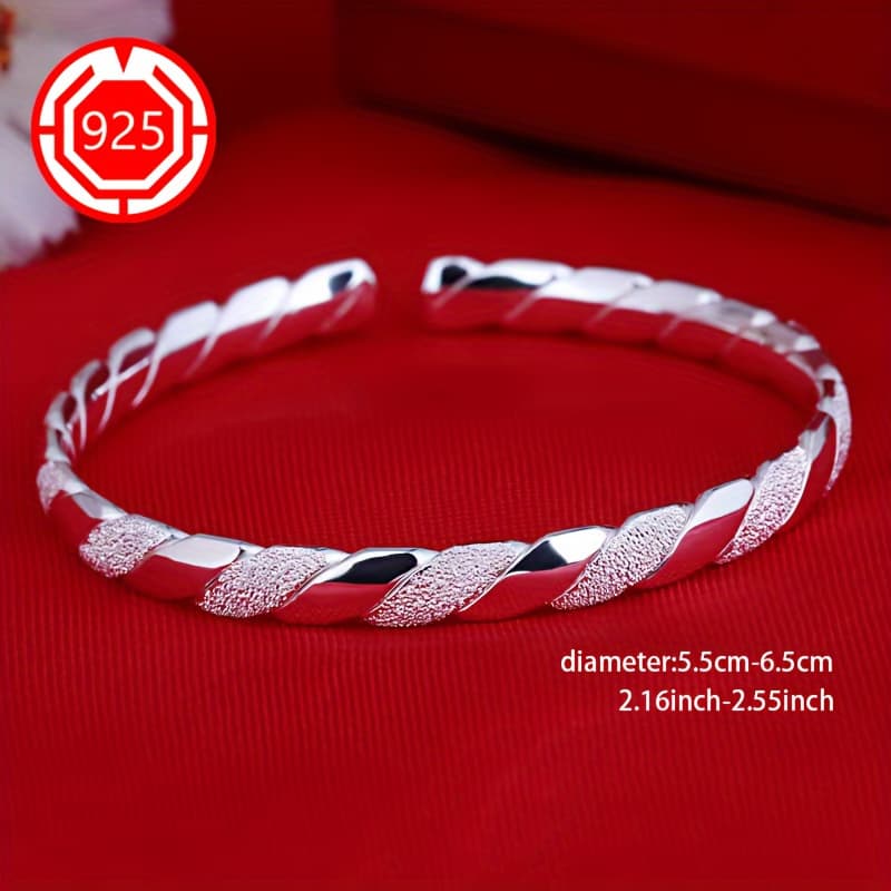 TEMU 2pcs Elegant 925 Sterling Silver Twisted Bracelets, Hypoallergenic , - Perfect For Daily Wear And Holiday Gifts, Christmas Present