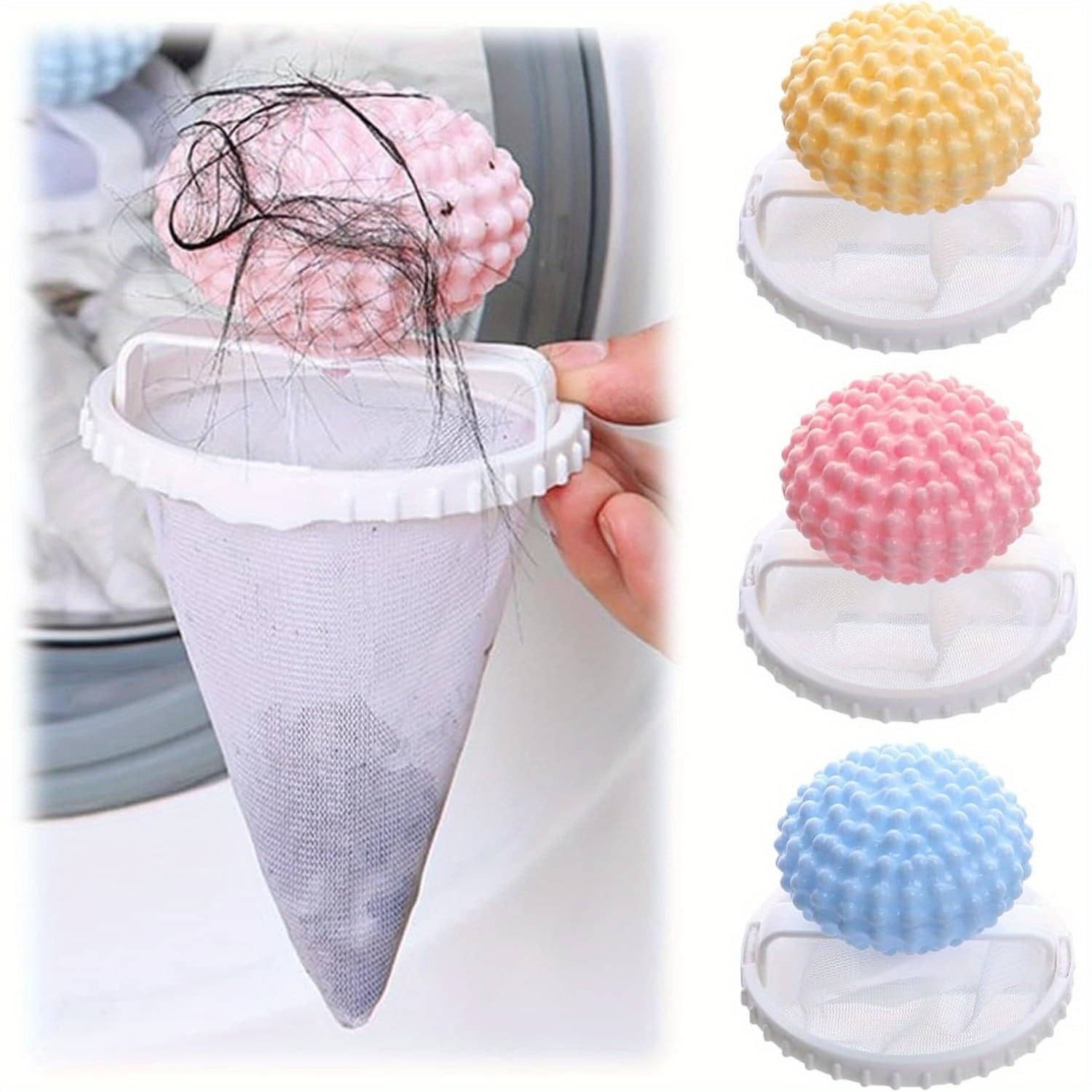 TEMU 3pcs Pet Hair Remover For Laundry, Floating Hair Filtering Mesh , 2025 New Washing Machine Hair Catcher, Dog Hair Remover For Laundry