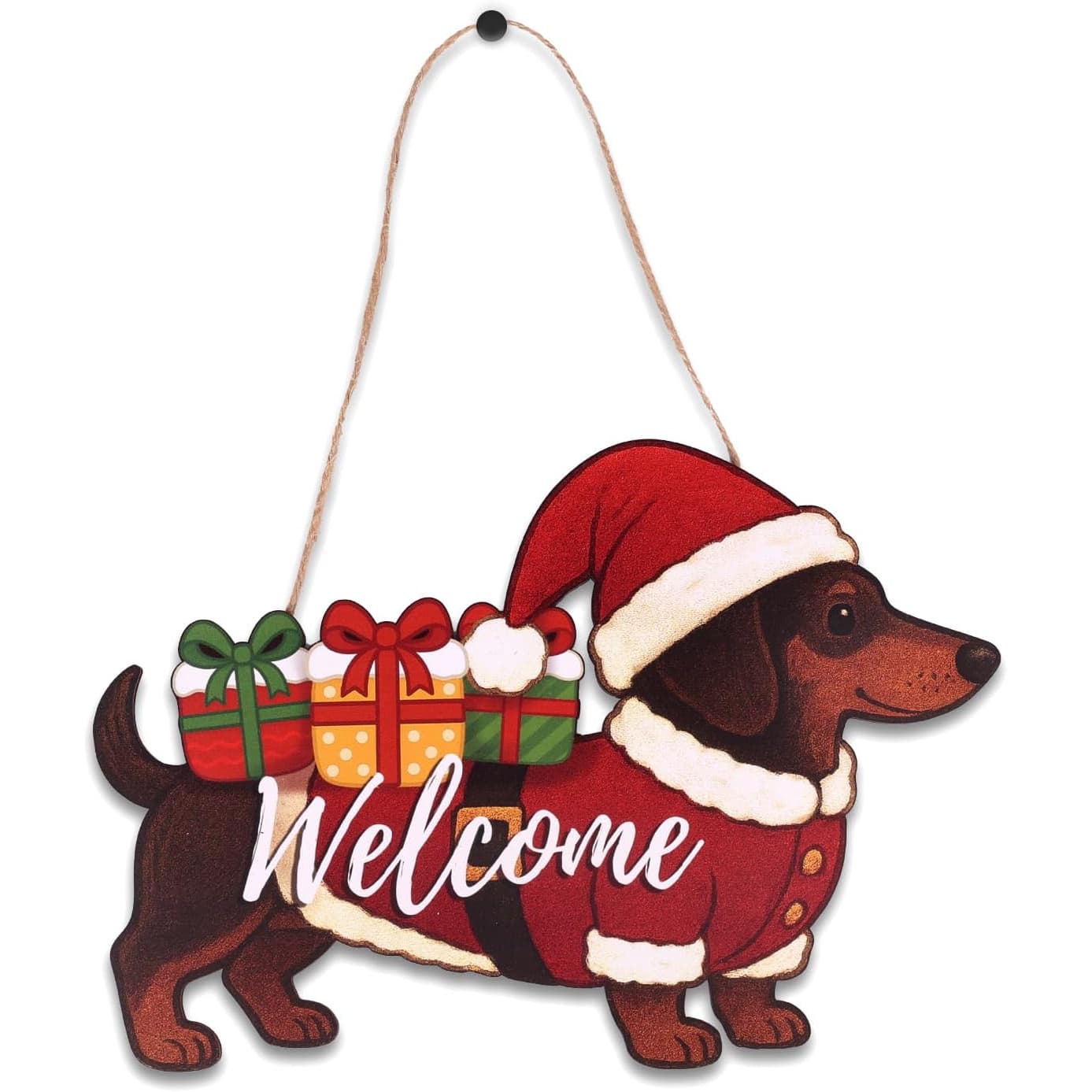 TEMU "wooden Dachshund Welcome Sign, Holiday Door Decoration, Scene Arrangement Home/shop, Vintage Texture Holiday Hanging Ornament"