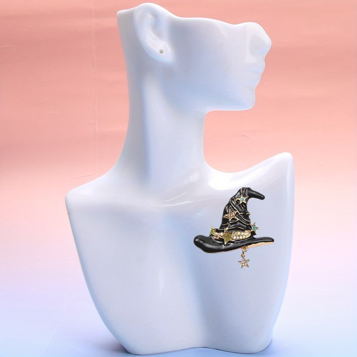 TEMU Halloween Wizard Hat Ornament Brooch Exaggerated Dark Wind Pin