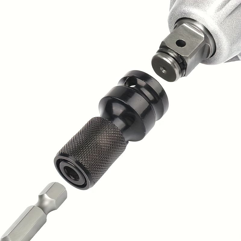 TEMU Five-piece Wrench Bit Set, Including Wrench Adapter, Adapter Cover, Hexagonal, 1/2 Inch To 1/4 Inch Drill Bit Adapter