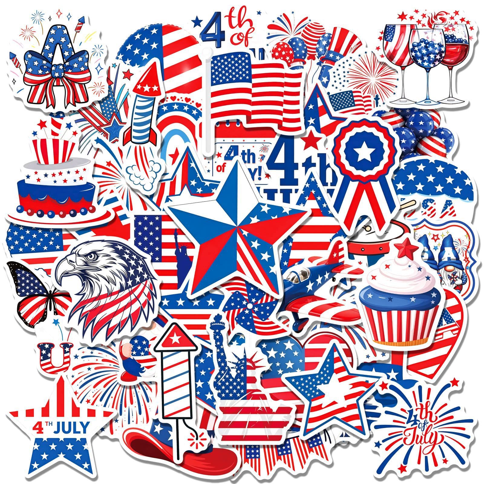 TEMU 50pcs Us Day Stickers, Office Supplies And Notebook Accessories, Suitable For Scrapbooks, Diaries, Laptops, Water Bottles, Cars, Etc., Featuring Designs Faith.