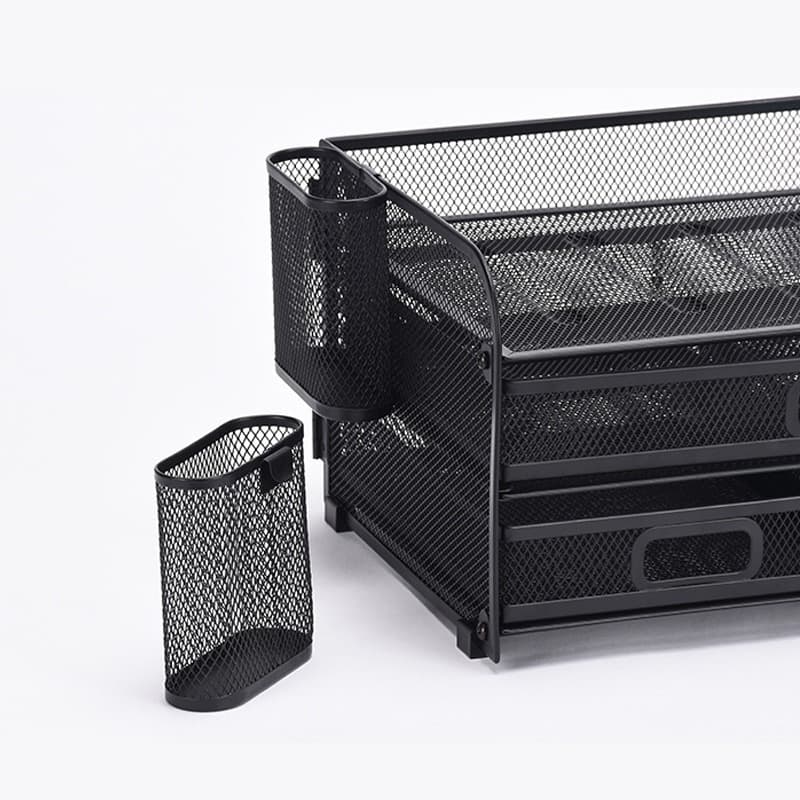TEMU Desk Organizer Pen Holder, Mesh Oval Pen Stand, Desktop Pen Organizer, And Office Storage Box, Metal Side-mounted Pen Cup-essential School Supplies, Only Accessories