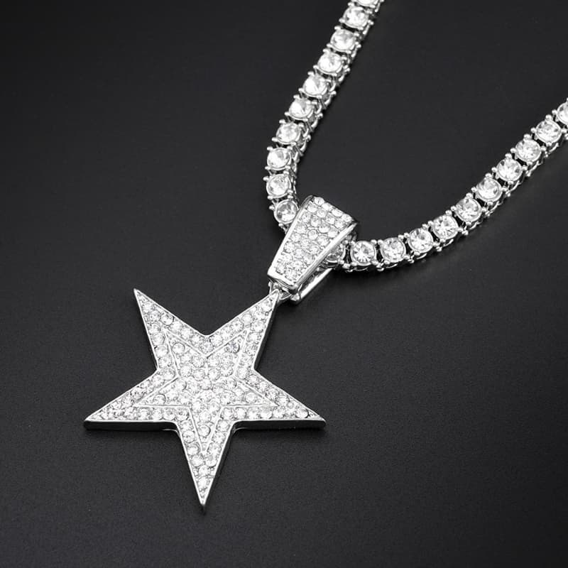 TEMU A Fashionable Trendy Selling Hip-hop Accessory, Exquisite Five-pointed Star Pendant Necklace Suitable For Women' Wear Jewelry Necklace Gift