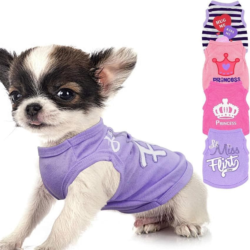 TEMU 4pcs Dog Shirt Set, Cute Chihuahua Teacup Dog And Dog Shirt Breathable Pet Clothing, Comfortable Pet Shirt, Dog T-shirt - Dog Clothing