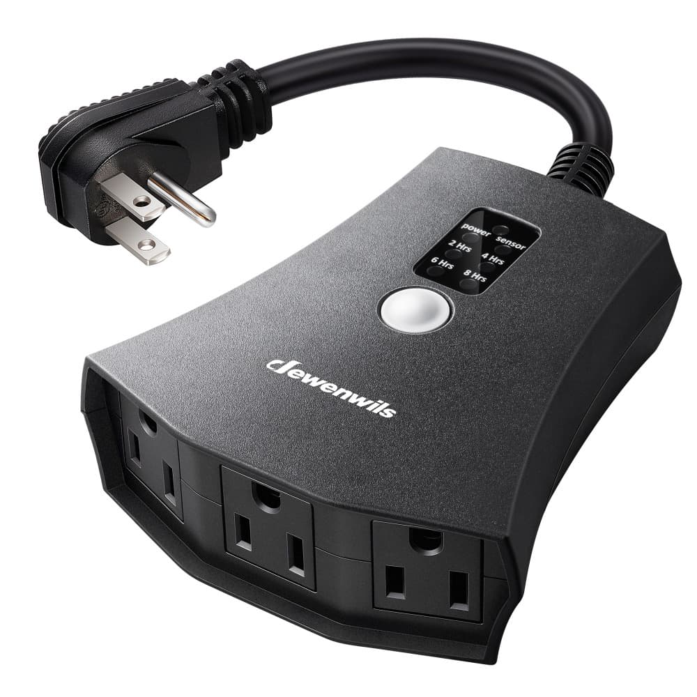 TEMU Light Sensor Timer Switch 3 Grounded Outlets, 15a 1/ 2hp Plug-in For Christmas & Halloween Lights
