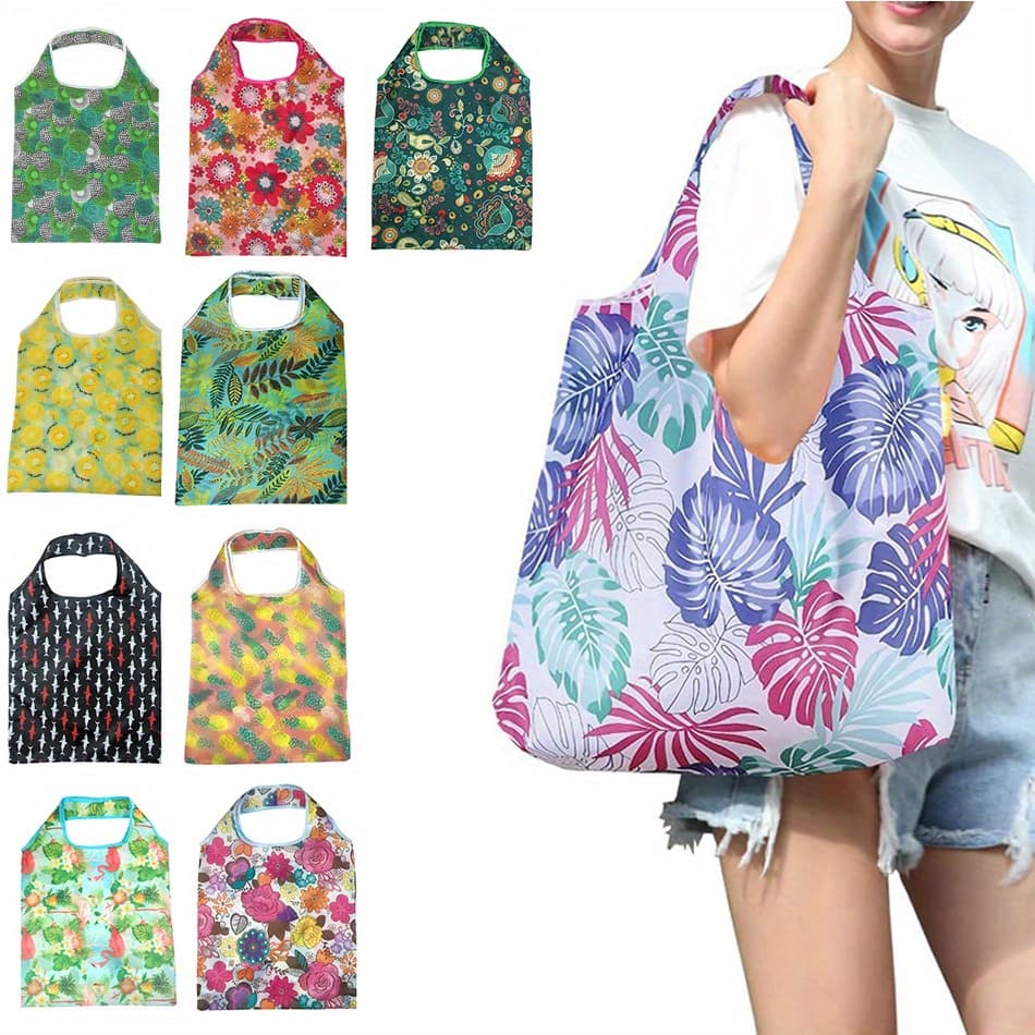 TEMU Set Of 10 Reusable Large Shopping Bags With Handles, Ideal For Uses, Including Gift Storage And Organization