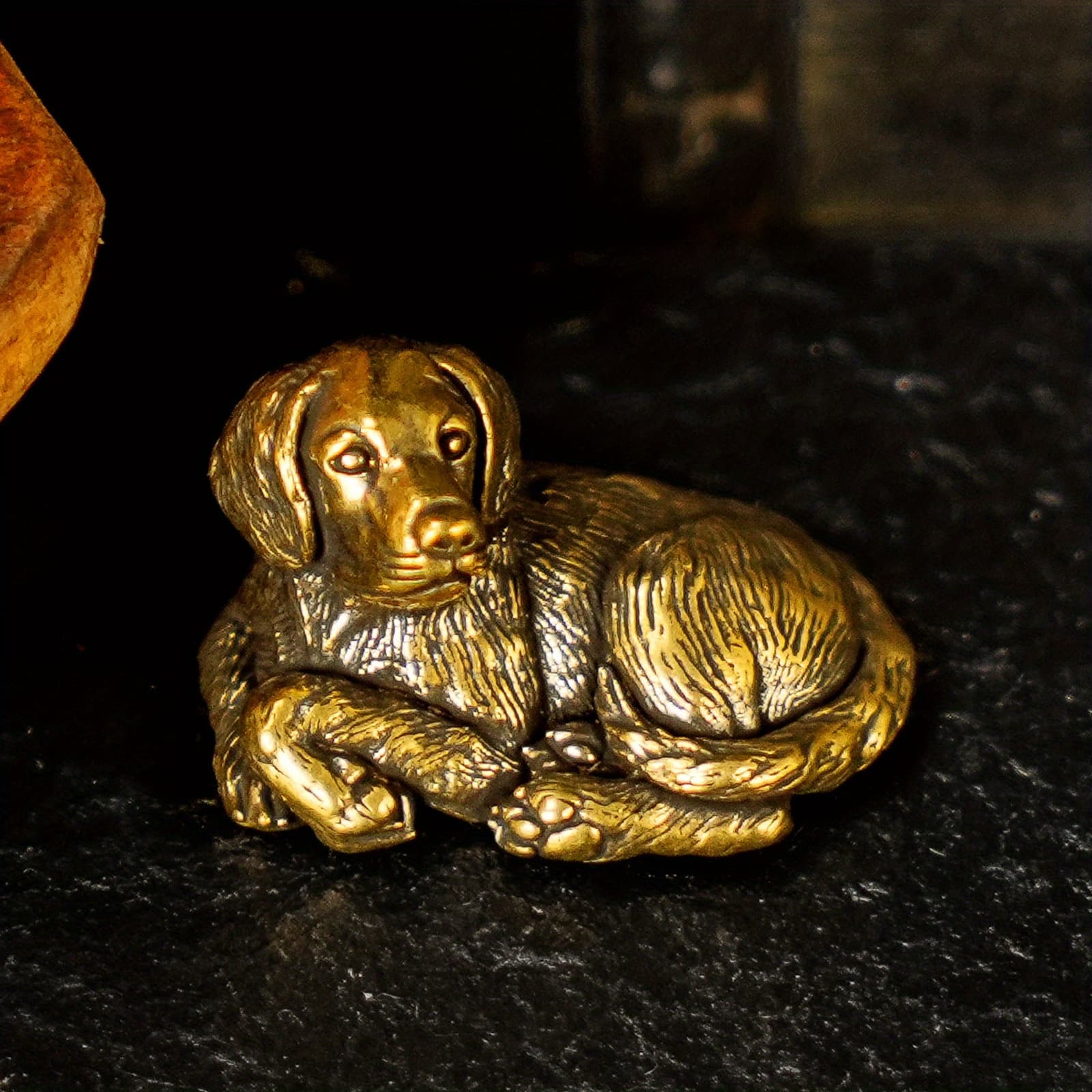 TEMU 1pc A Solid Brass Dog Statue Starry Snore, Featuring A Retro Design Of A With A . This Handcrafted Decor Item Is Perfect For Desks And Serves As A Unique Gift For Dog Enthusiasts