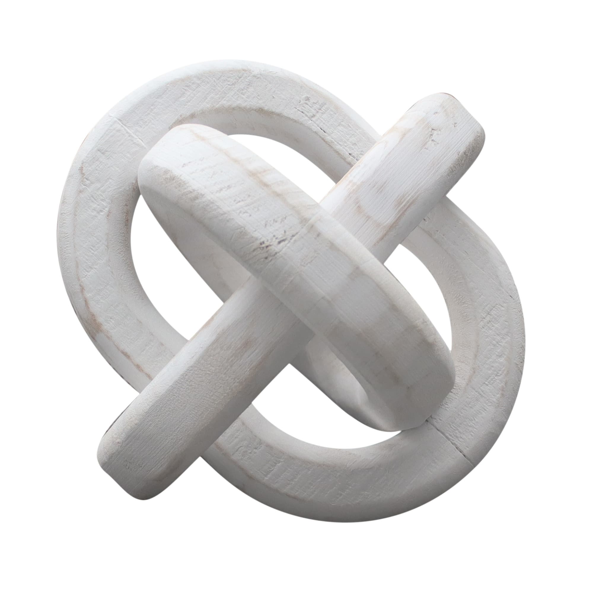 TEMU 1pc Boho Farmhouse Decor - Hand Carved Wood Chain Knot, Tabletop Plastic Decorative Sphere For Christmas, No Electricity Required
