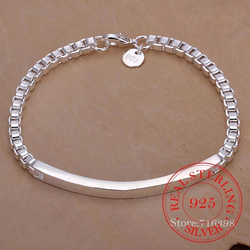 TEMU 925 Sterling Silvery Bracelet For Women - High Polished Finish, No Pendant, , Silvery Chain , Elegant Jewelry For Wedding, Party & Romantic Occasions, Ideal Gift For Couples & - 8 Inch
