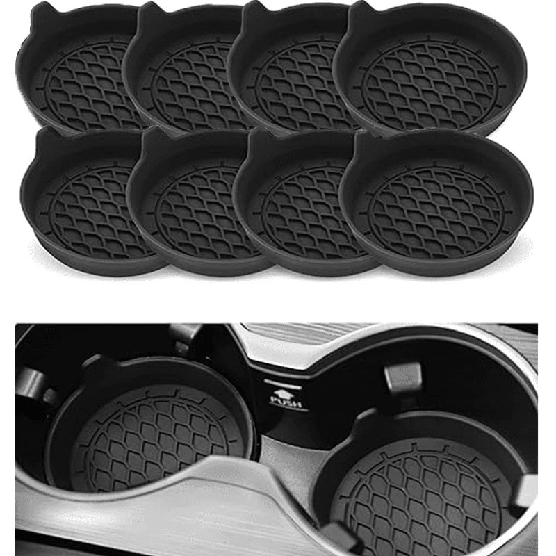 TEMU 6pcs Heat-resistant & Spill-proof Car Coasters Suitable For Car Drink Holders, Non-slip Silicone Cup Holders, Easy-clean Spillproof For Hot/ Beverages, Travel Car (compatible For Most Vehicles)