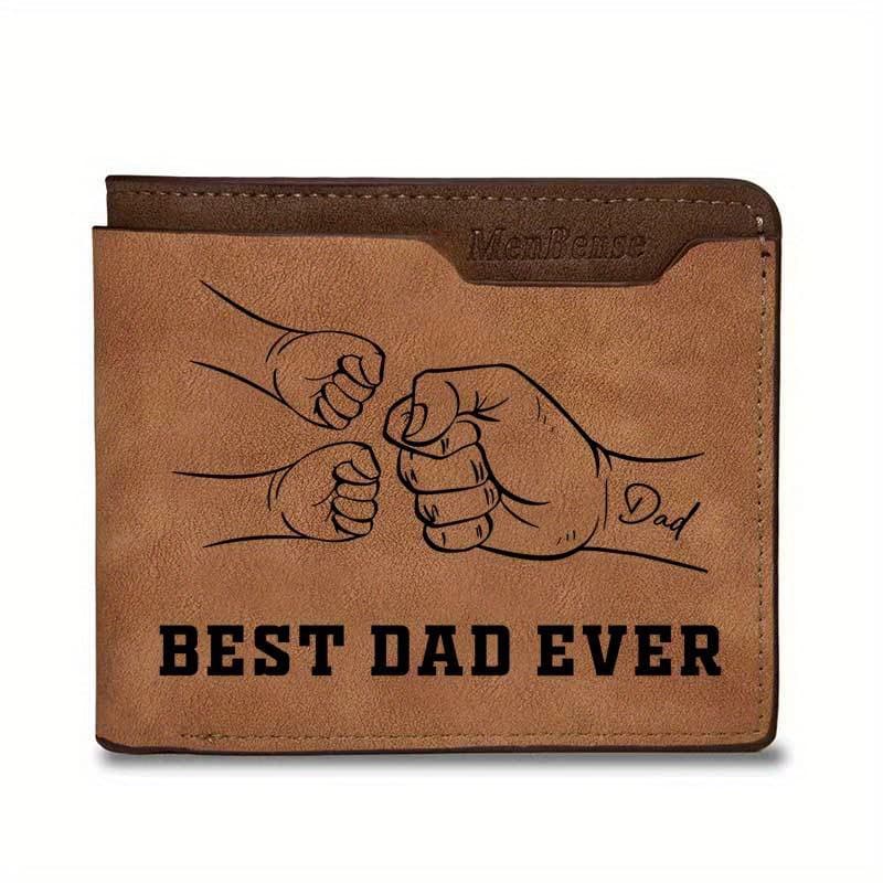 TEMU Custom Name Wallet For Men - Personalized Laser Engraved & Dad Design, 1-5 Names, Faux Leather Bifold Wallet, Best Dad Card Holder, Unique Father's Day Or Christmas Present For Him