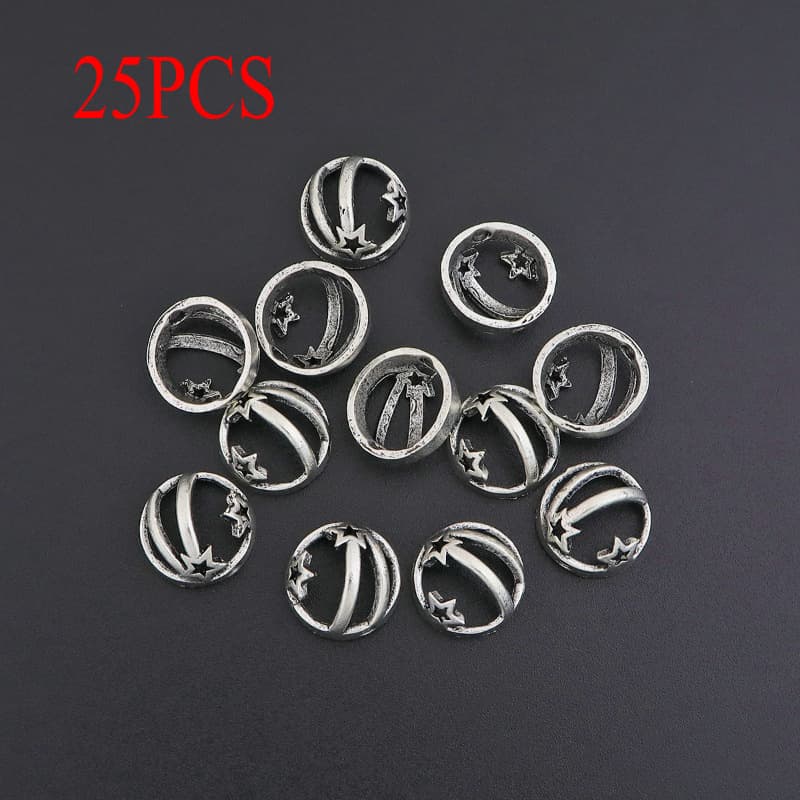TEMU 25pcs Semi- Spacer Beads, Antique Silvery Style Alloy Material Spacer Beads, Suitable For Diy Handmade Jewelry Making Materials Such As Necklaces, Bracelets, Etc., Boutique Jewelry Accessories