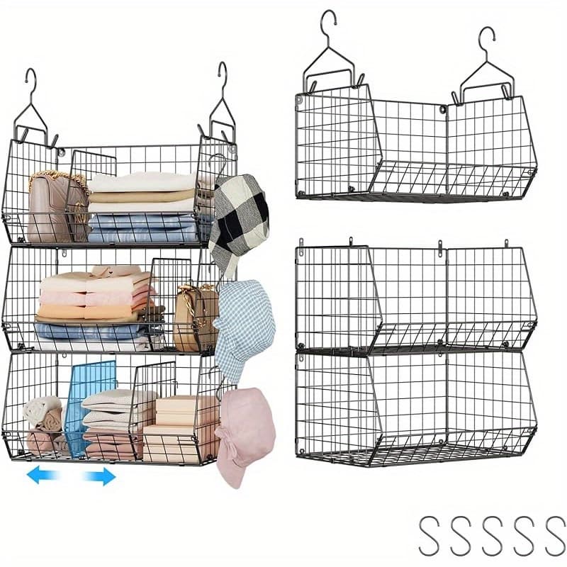TEMU Extra Large Hanging Shelves For Closets With Dividers, Ideal For Organizing Clothes, Sweaters, Handbags, Clutches, And Additions