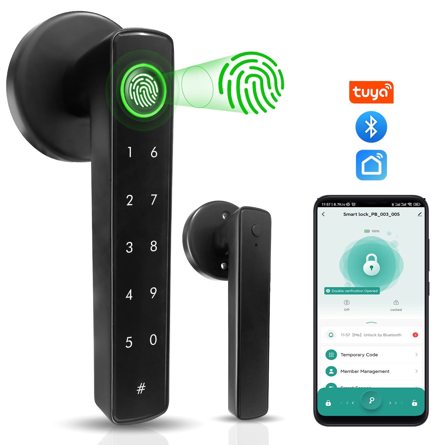 TEMU Graffiti -in-1 Door Lock With Fingerprint/password/key/app Unlock, Heavy-duty Aluminum Alloy, Compatible For Hand Doors, Compatible For Apartment & Hotel Doors, Door Handle Lock,