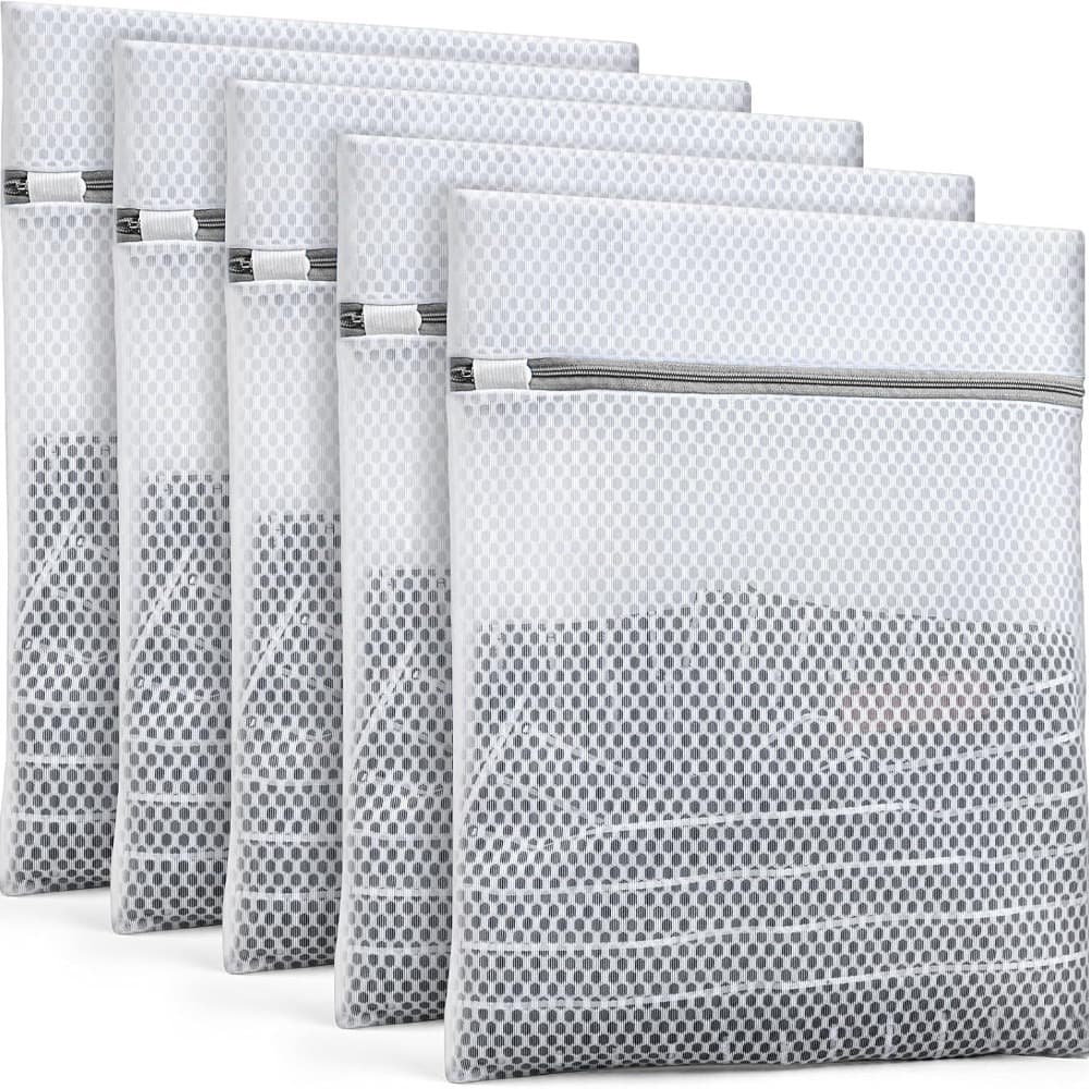 TEMU 5-pack Oversized Mesh Laundry Bags (15.75" X ") - , Washer & Dryer Friendly, Secure Zipper Design, Multipurpose Home Organizer, Laundry Bags