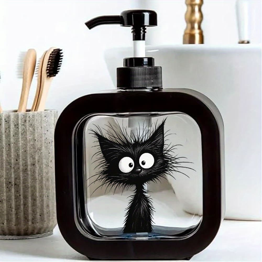 TEMU Cute Soap Dispenser - Cartoon Cat-shaped Design With An Adorable Black And White Face, A Moisturizing Hand Soap Pump Bottle, Perfectly Suitable For Kitchen Sinks And Bathroom Decor