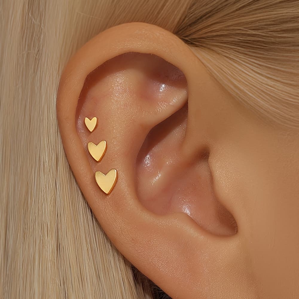 TEMU 3pcs Vintage Elegant Heart Earrings, 925 Sterling Silvery, April Birthstone, Lightweight 0.83g, Fine Jewelry For Women, Daily & Gift Occasions, All Suitable