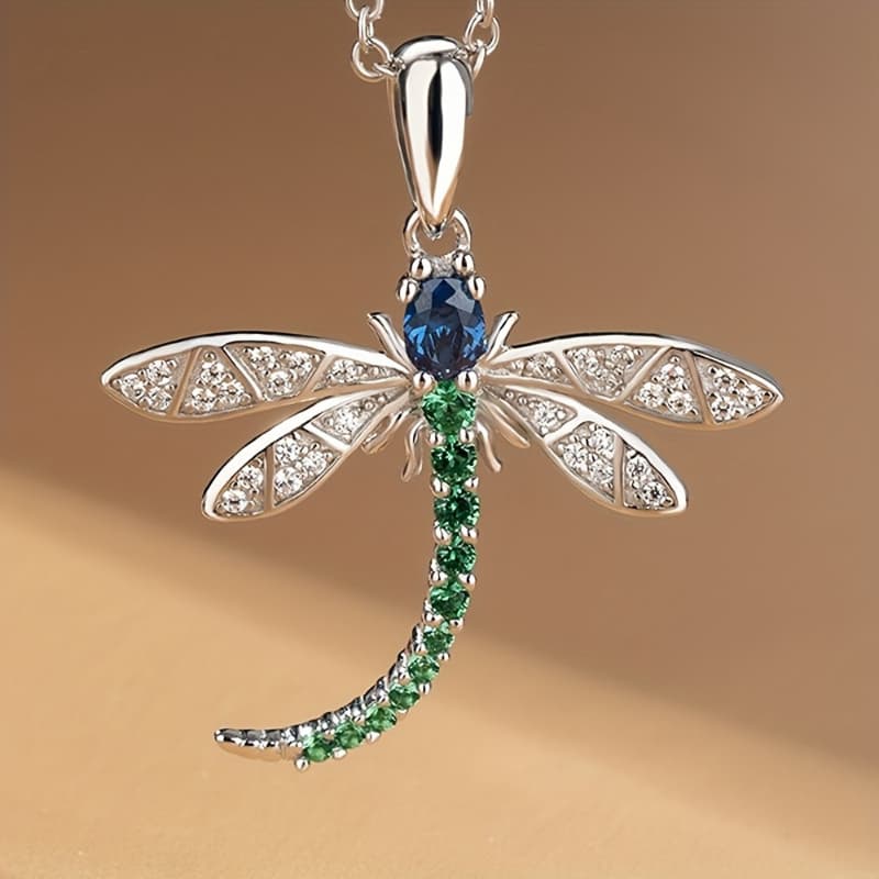 TEMU 1pc Women Fashion Pendant Necklace Cute Shiny Inlay Synthetic Zirconia Dragonfly Pendant Necklace For Women Date Party Casual Daily Exquisite Elegant Necklace Accessories