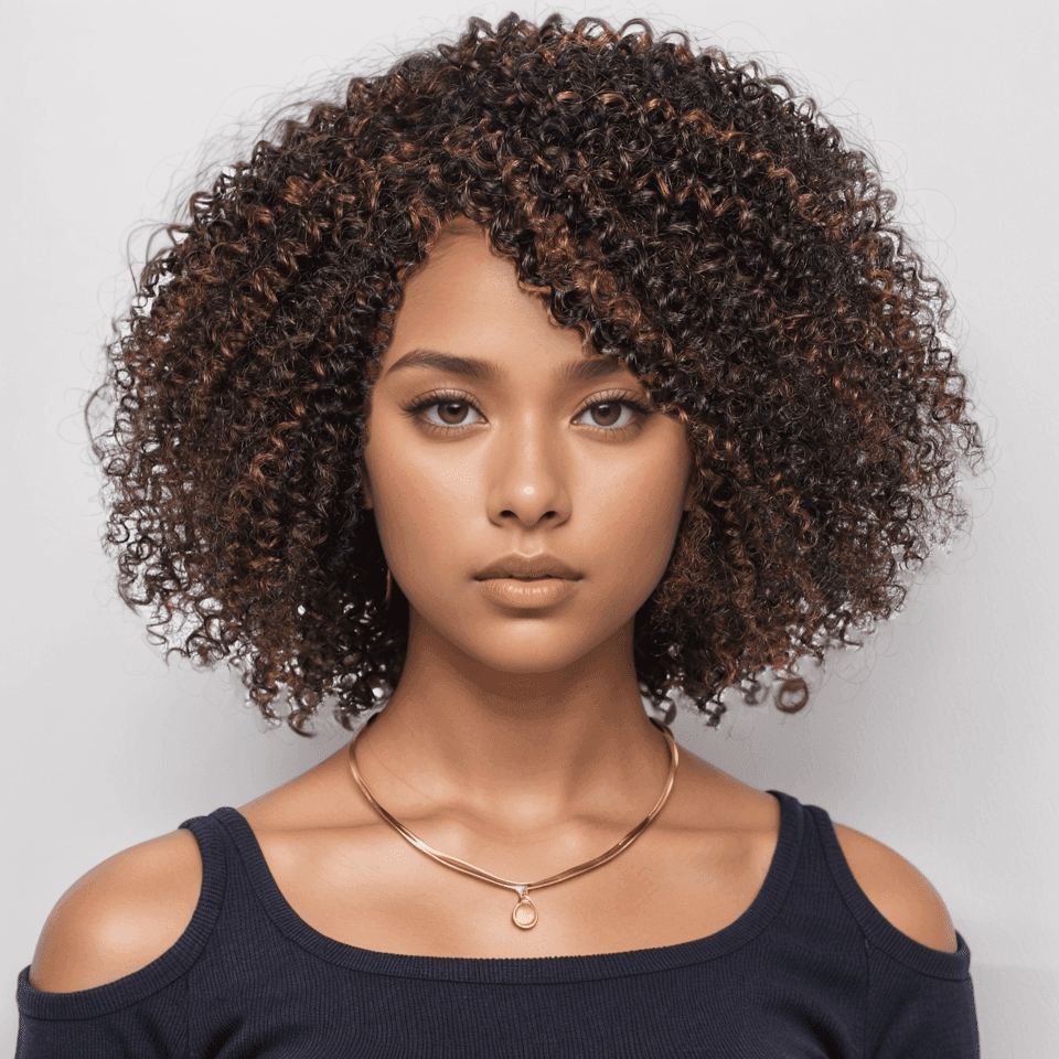 TEMU Brazilian Human Hair Wig - Short With Bangs, Glueless No-lift Instant Wear, Highlights & 130% Density ( ) Short Bob Wig For & Men, Unisex Wigs For Sensitive Scalp
