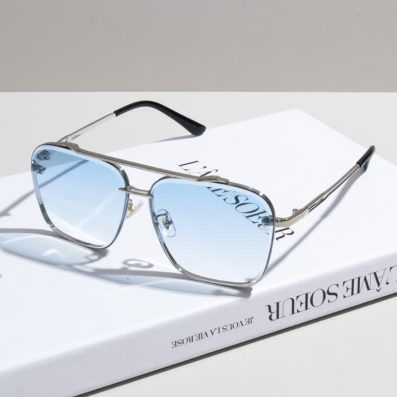 TEMU Sunshade Large Frame Gradient Color Men And Women Korean Fashion Metal Driving
