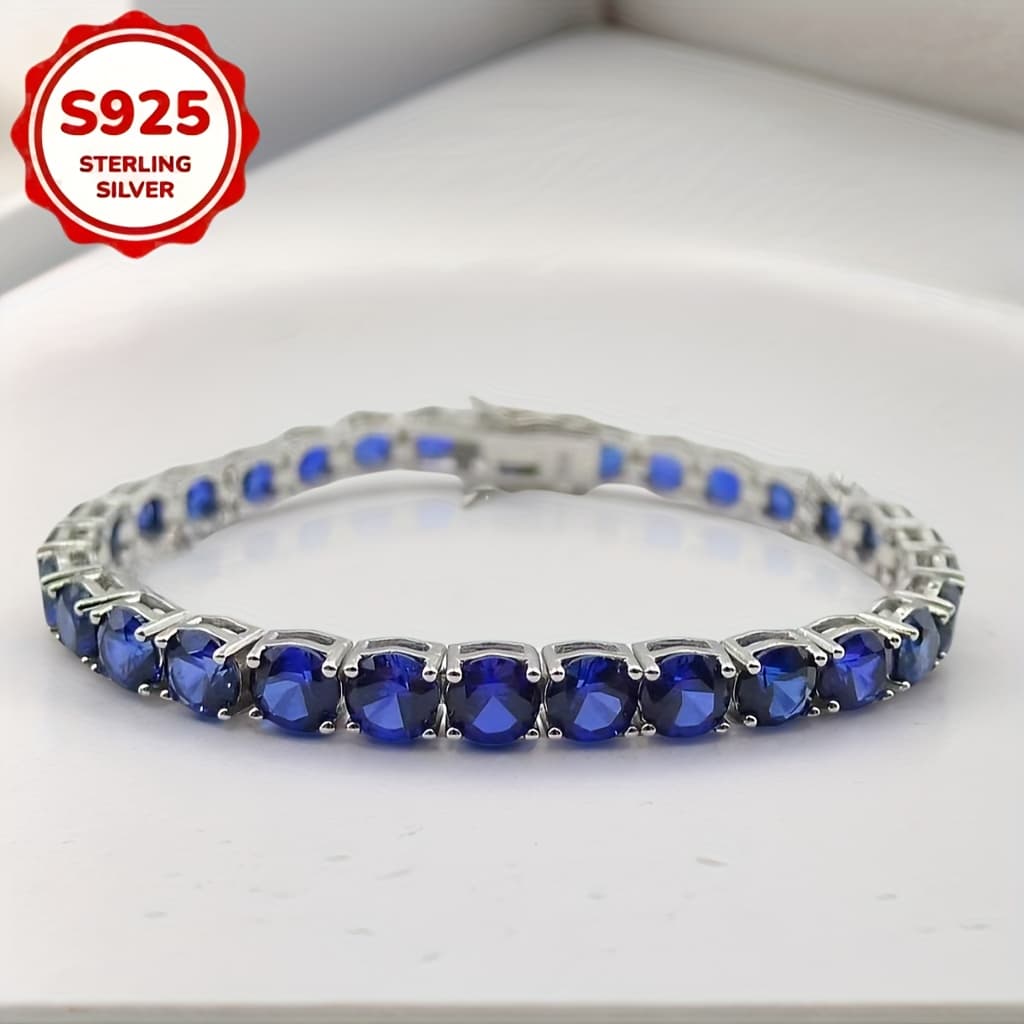 TEMU Elegant 925 Silver Blue Moissanite , Simple, Stylish And Elegant Design, Suitable For Daily Wear And Gifts, As The Perfect Jewelry For Mother/ Wife/ Girlfriend