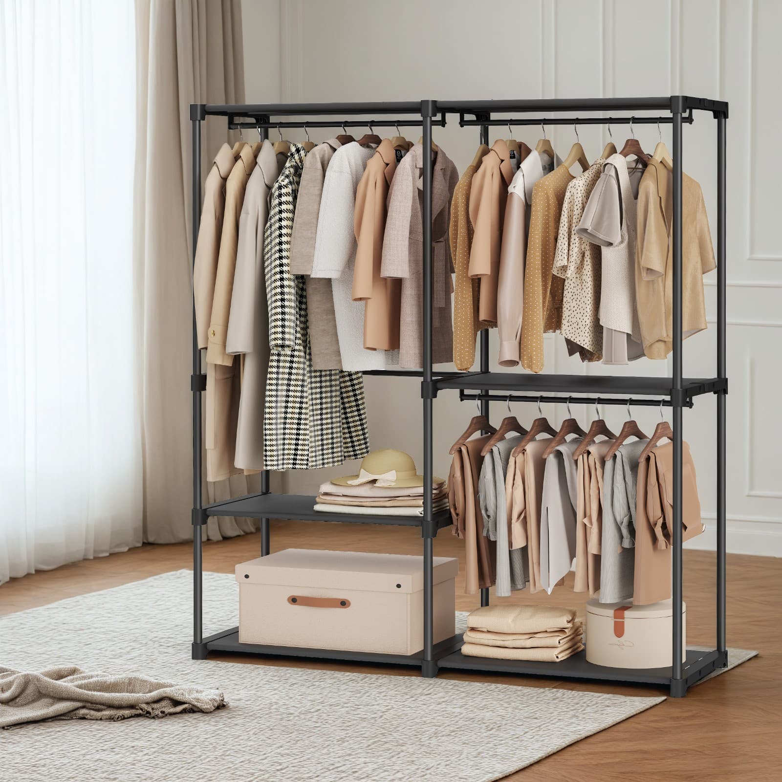 TEMU Heavy-duty Portable Closet With Sturdy Alloy Frame - Suitable For Bedroom, , Clothing Store - Easy Assembly, 264lb, Portable Clothes With Storage Bins For Quilts & Clothes, Portable Closets