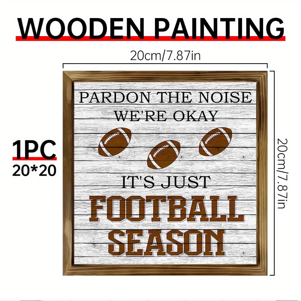 TEMU 1pc Rustic Wooden Football Sign, " - Season" Quote, Wall Art Decor, Farmhouse Style, Football Fans, Home & Kitchen Decor