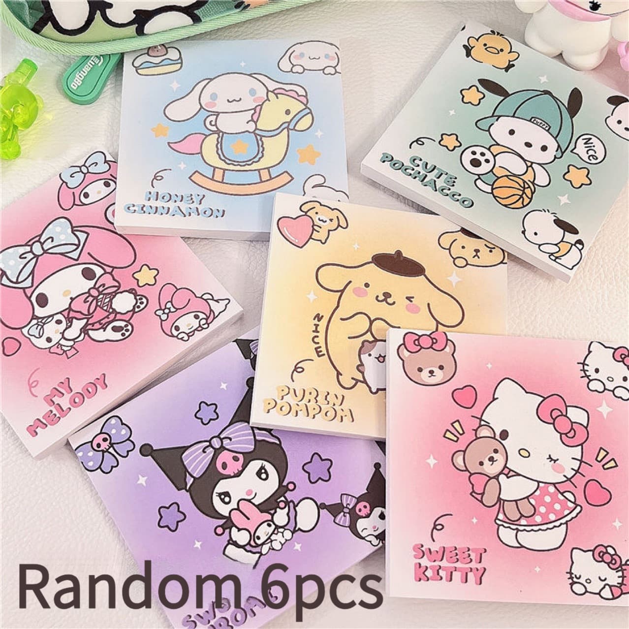 TEMU 120 Sheets/random 6pcs Printed Sticky Notes, Easy-tear Non-sticky Memo Pads, Suitable For Office File Marking, Decoration, Reading Highlight Use, And