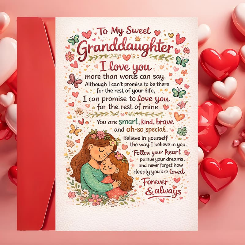 TEMU 1 Greeting Card + 1 Envelopeheartfelt Granddaughter Love Greeting Card Perfect For Grandparents To Encouragement And Support On Birthdays Holidays Or (envelope + Card)
