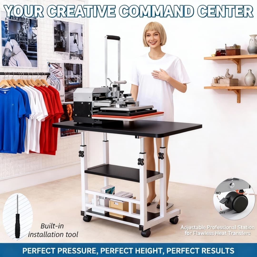 TEMU 1/3-tier Mobile/adjustable Height Workbench | Parts Storage Rack, Mobile Workbench With Casters (moveable/lockable), Stand/roller Stand, Heavy-duty Metal Frame, Space-saving Hot Storage Rack
