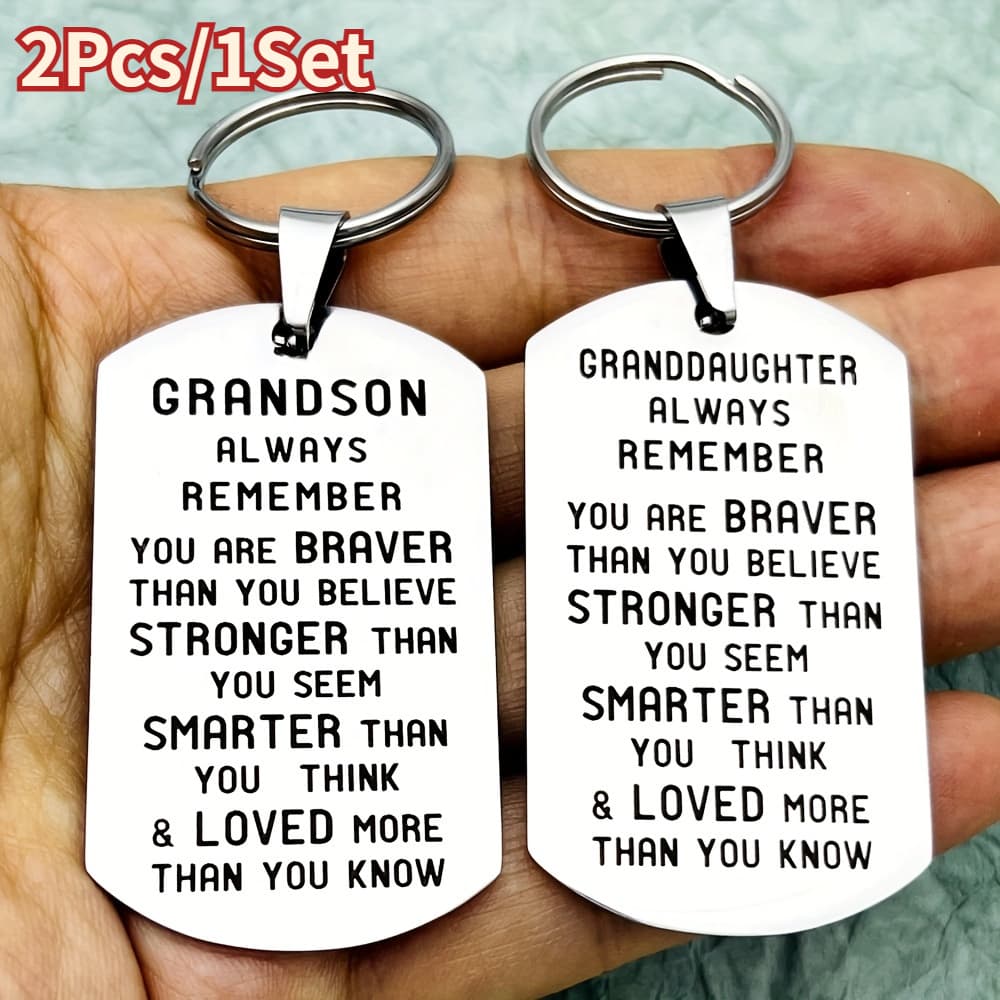 TEMU 2pcs Graduation Gift - Inspirational Keychain For Grandson, Granddaughter - Personalized Birthday & For Men - Durable And Stylish Design