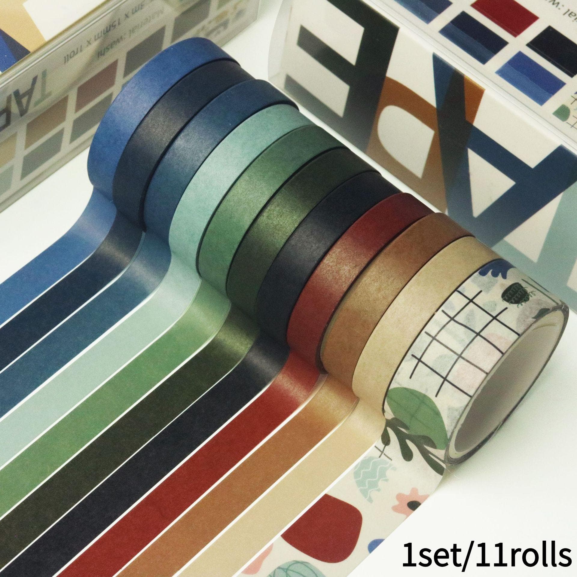 TEMU 11 Rolls Of Decorative Tape, 0.75/1.5cm Wide, 3 Meters Each Roll. Brand New Solid-color Tape, Tape, Suitable For Decoration, Diaries, Scrapbooks And Handicrafts
