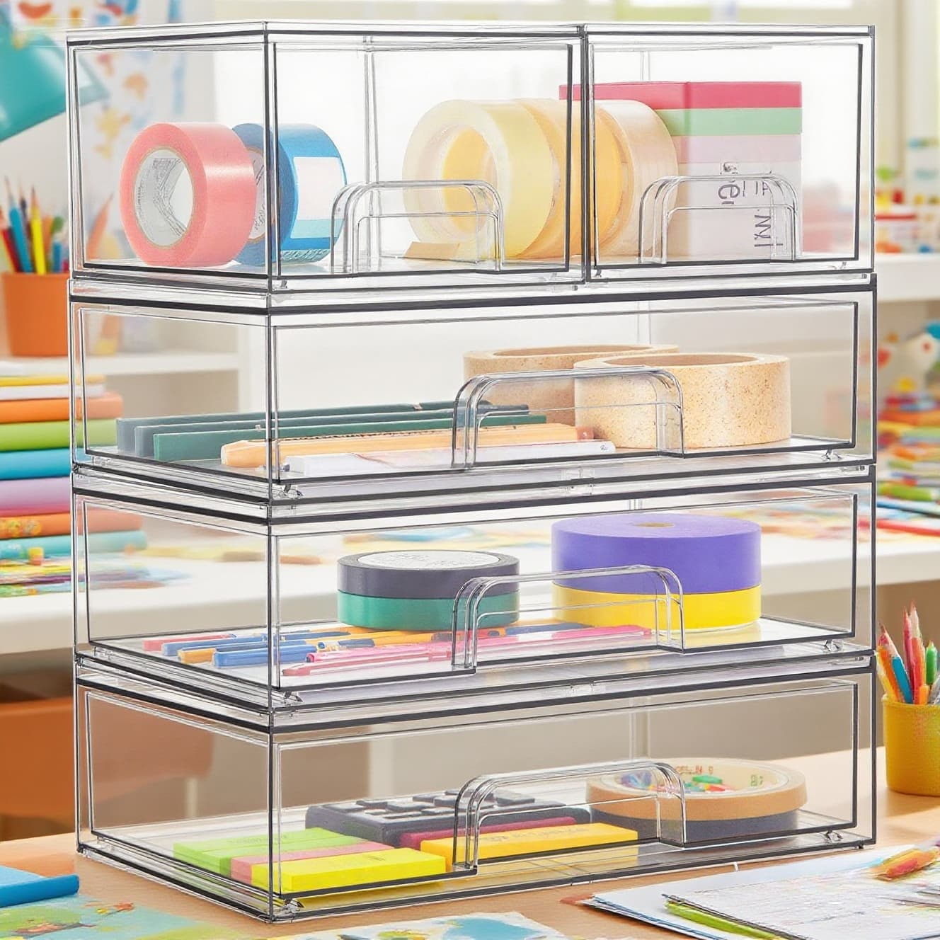 TEMU Set Of 5 Transparent , Ideal For Use In Offices And Study Areas