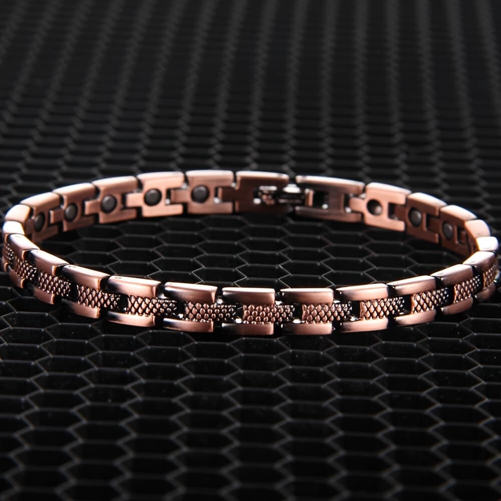 TEMU 1pc Copper Bracelet | Unisex Magnetic Bracelet, Adjustable Size With Adjustment Tool, Fashion Jewelry Gift, Polished Surface