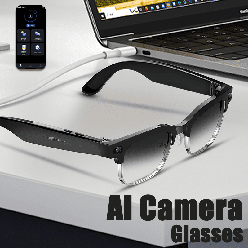 TEMU 4k Glasses With Ai Smart Features For Real-time Translation And Object Recognition, Open- , Ultra-lightweight , Long For Outdoor Work, Travel, And Business Use