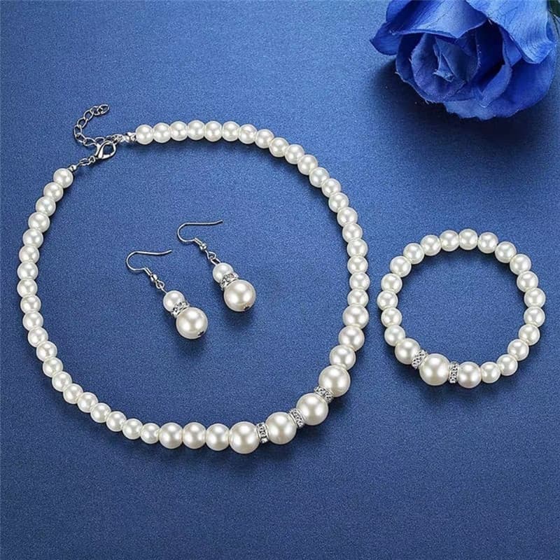TEMU Freshwater Pearl Necklace Set Includes Exquisite Bracelets And Stud Earrings Jewelry Set For Women