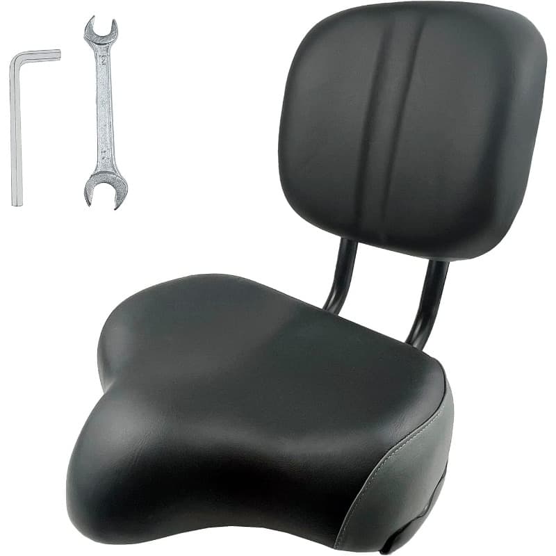 TEMU Oversized Comfortable Bicycle Replacement With Backrest, Featuring Soft Memory Foam Padding And A Pu Cushion, Suitable For Tricycles, Mountain Bikes, Commuter Bikes, And Electric Bikes
