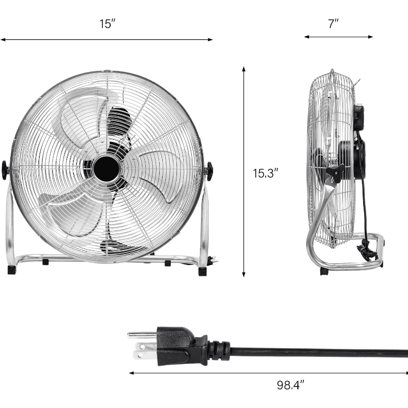 TEMU 20''/12'' Floor Fans, High Velocity Heavy Duty Metal Industrial Floor Fan For Commercial And Residential, High Power Fan With Adjustable Tilt, Metal Box Fan For Garage, Gym, Bedroom, Shop