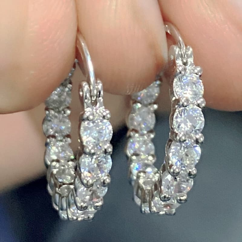 TEMU Readkiss Women' Hoop Earrings With Synthetic Zirconia - -plated April Birthstone Jewelry, Elegant Wedding & Party Earrings Suitable For Mardi Gras, Daily Wear - Comfortable Hoops
