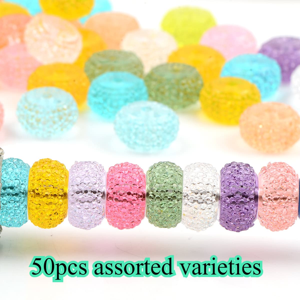 TEMU 50pcs Transparent Series Loose Spacer Abacus Beads Acrylic Beads For Jewelry Making Bracelet Ornaments Key Chain Beaded Pen