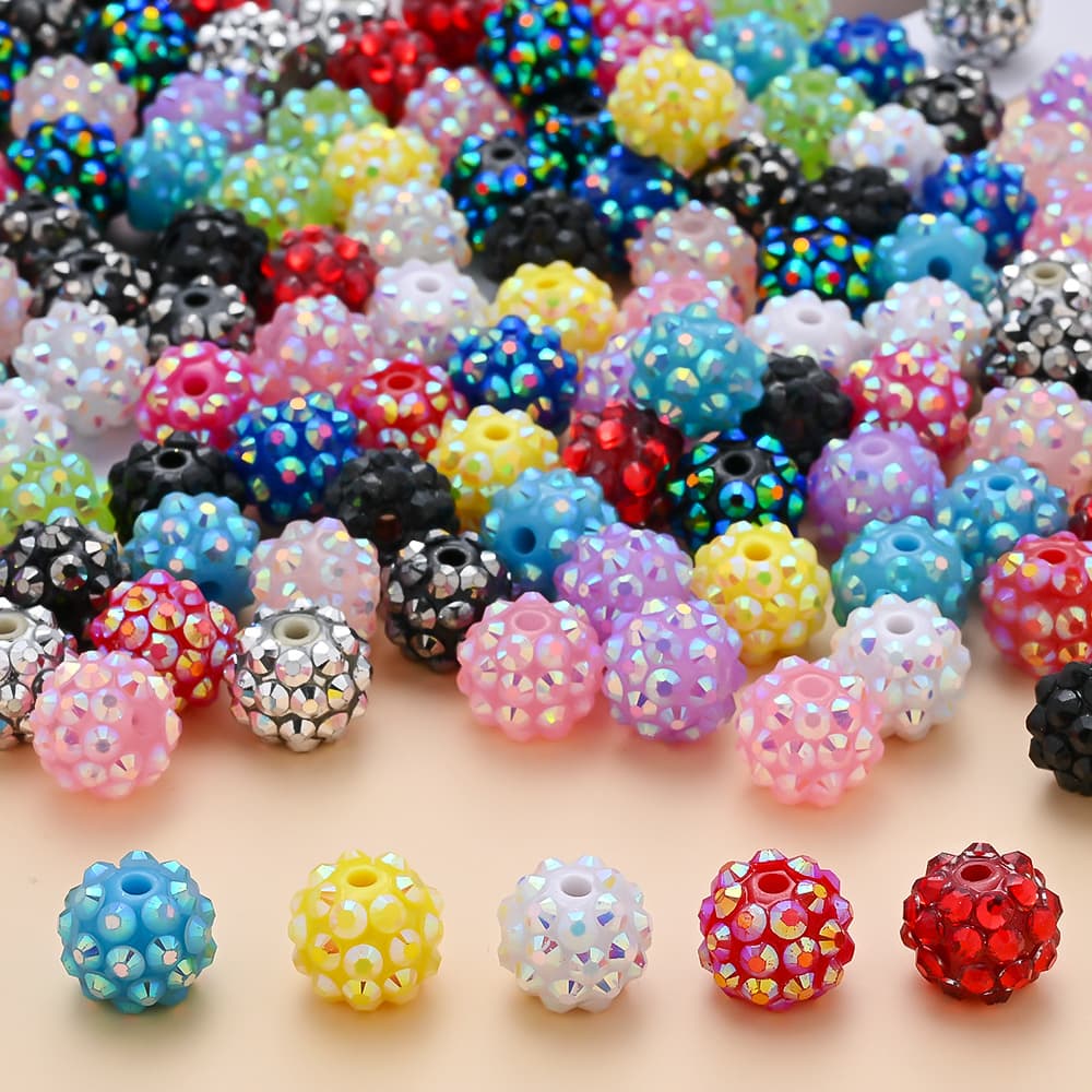TEMU 20pcs 12mm Bayberry Beads - Colorful Resin Inlaid Spacer Beads, Suitable For Jewelry Making, Bracelets, Necklaces - Bright And Colorful Durable Handmade Material, Beads, Creative Handicrafts