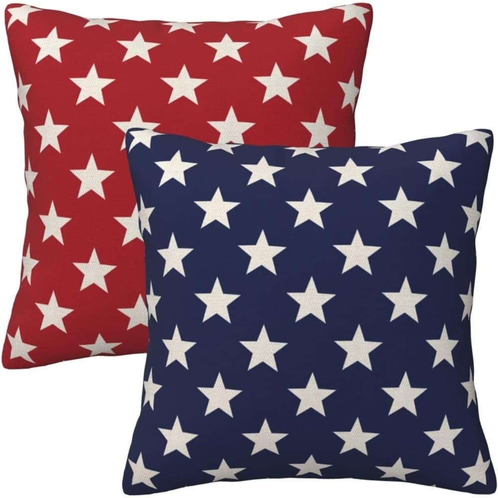 TEMU Day Pillowcase 2pcs Set 18x18 Inches, Including 2pcss Memorial Day Red Pillowcases, Patriotic Style Pillow Covers, Farmhouse Style Decorative Cushion Covers, Suitable For Home Sofa Outdoor