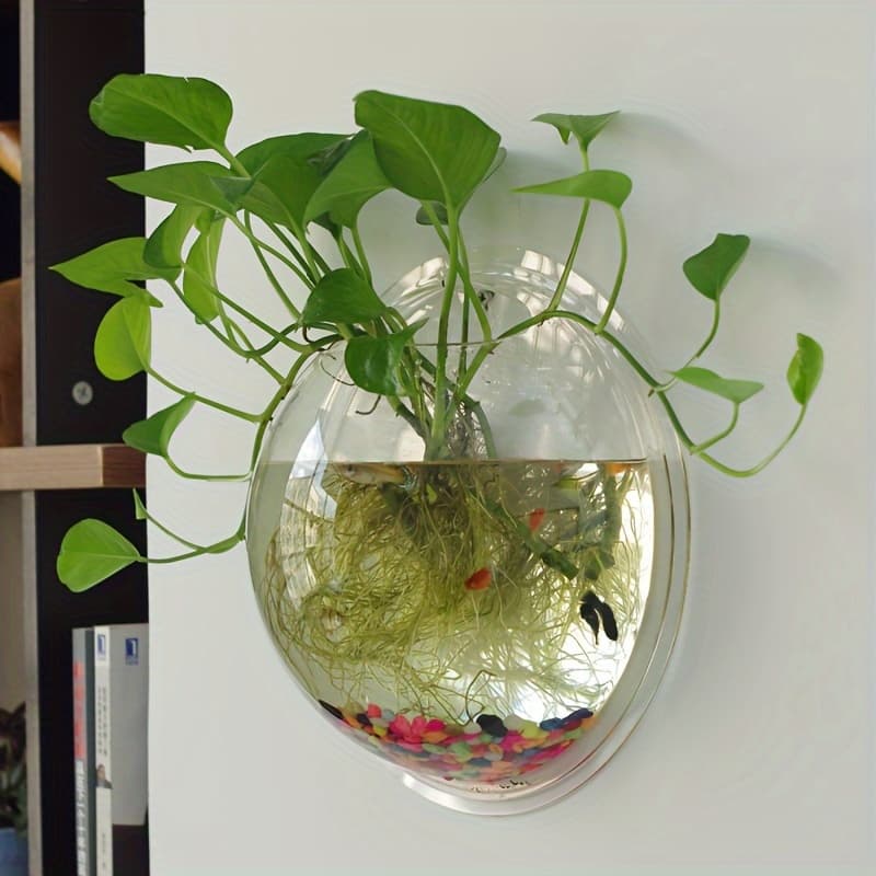 TEMU Punch-free Wall-mounted Creative Flower Pot, Space-saving Semi-, Vintage Flower Wall Garden, Plant Jar, Aquarium Scenery, Air Purification, Hydroponic Planting, For Indoor/outdoor Home Decor Vase
