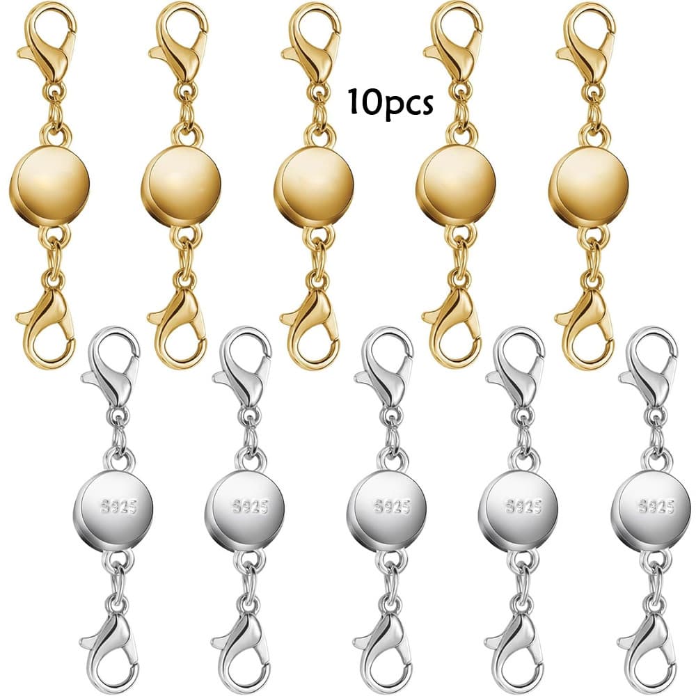 TEMU 925 Silvery Magnetic Clasps For Necklaces, Round Closures For Jewelry Creation, Magnetic Clasps And Extenders For Necklaces, Bracelets, And Other Additions