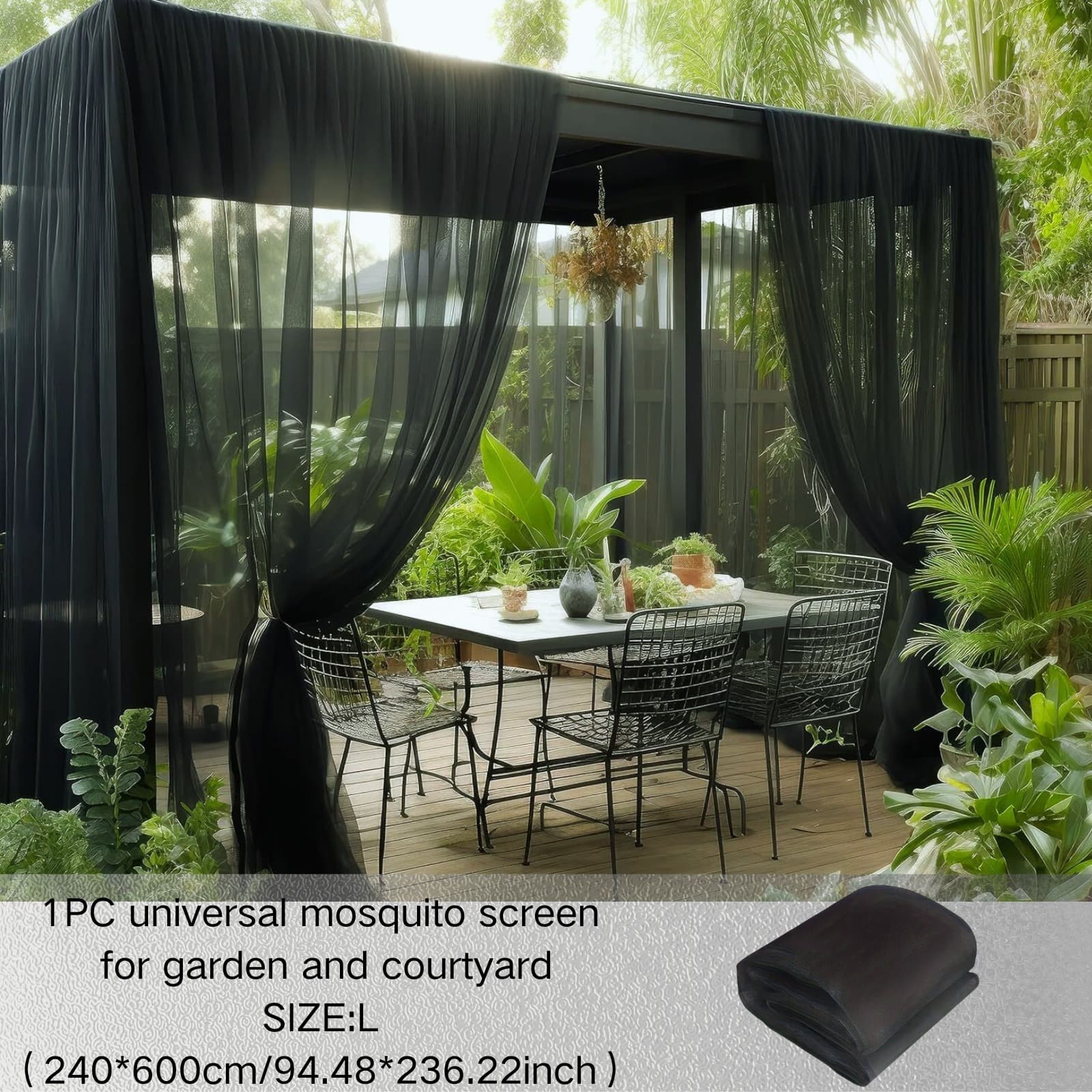 TEMU 1pc Outdoor Net Screen - Thickened Dense Mesh Insect Protection For Yard Garden Balcony Window Door, Blocks Mosquitoes & Flying , Breathable Ventilation , Washable & Reusable